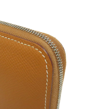 HERMES Azap Silkin Compact Gold SilverHardware Bifold Wallet with Coin Pocket Epsom Ladies [Used]