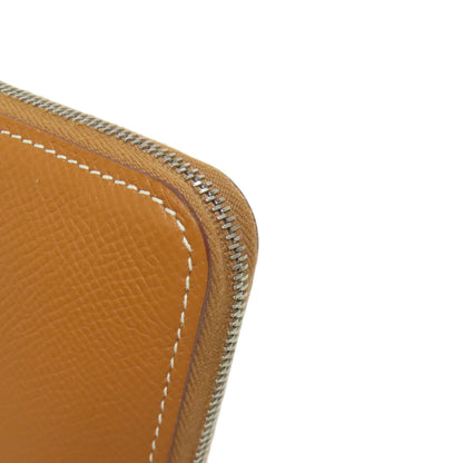 HERMES Azap Silkin Compact Gold SilverHardware Bifold Wallet with Coin Pocket Epsom Ladies [Used]