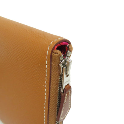 HERMES Azap Silkin Compact Gold SilverHardware Bifold Wallet with Coin Pocket Epsom Ladies [Used]