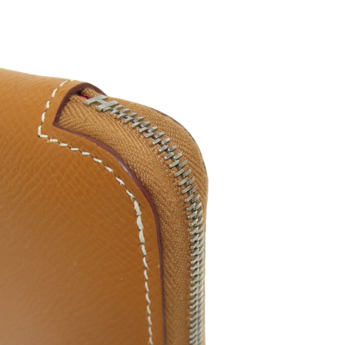 HERMES Azap Silkin Compact Gold SilverHardware Bifold Wallet with Coin Pocket Epsom Ladies [Used]