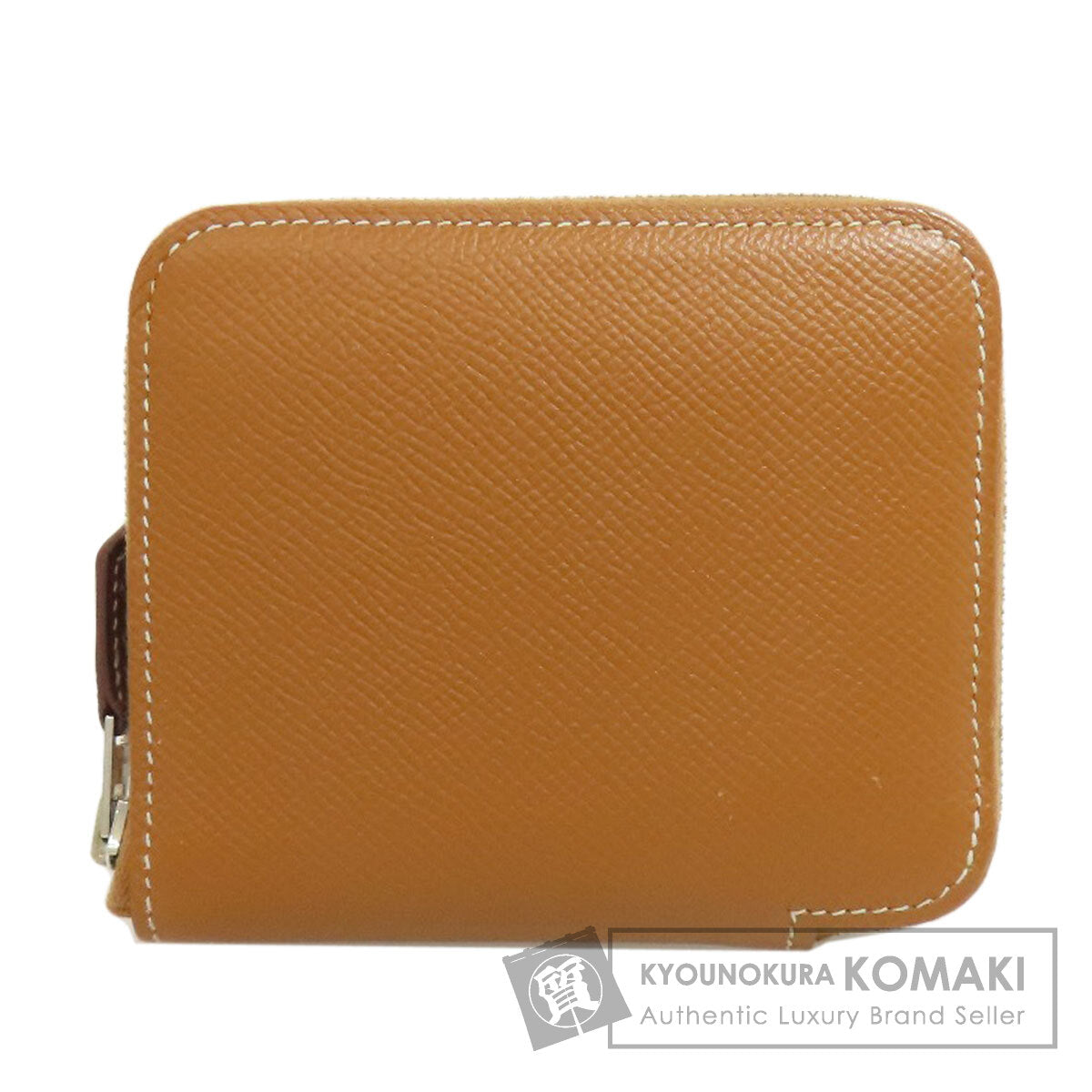 HERMES Azap Silkin Compact Gold SilverHardware Bifold Wallet with Coin Pocket Epsom Ladies [Used]