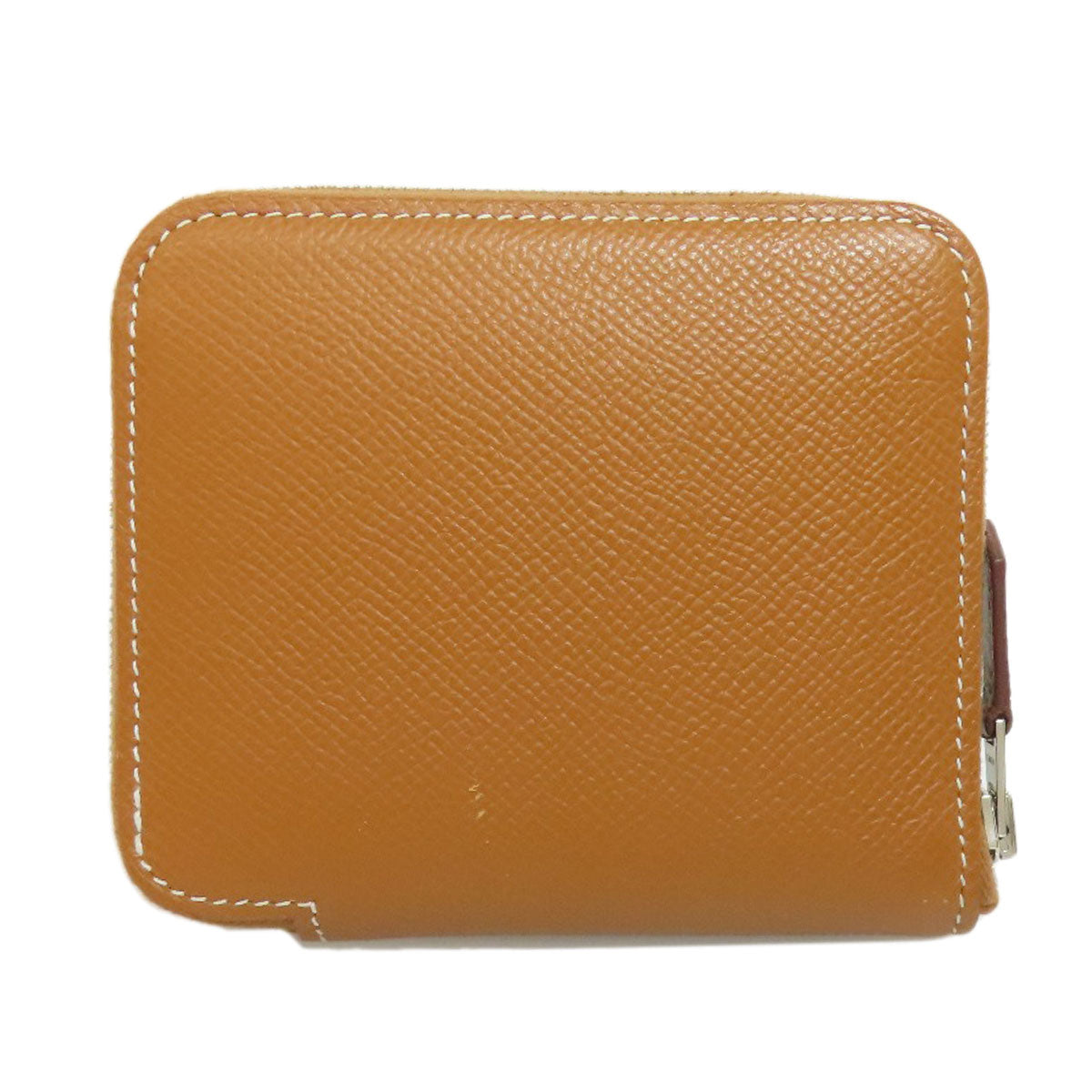 HERMES Azap Silkin Compact Gold SilverHardware Bifold Wallet with Coin Pocket Epsom Ladies [Used]