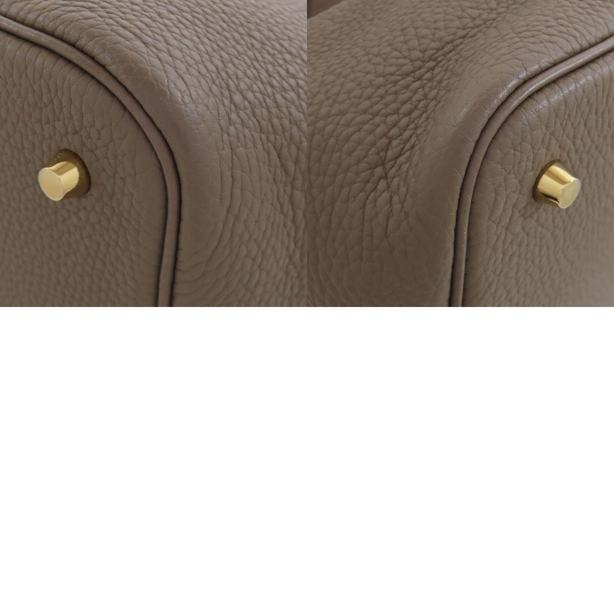 HERMES Picotin Lock MM Etoupe GoldHardware Handbag Epsom Ladies [Used]