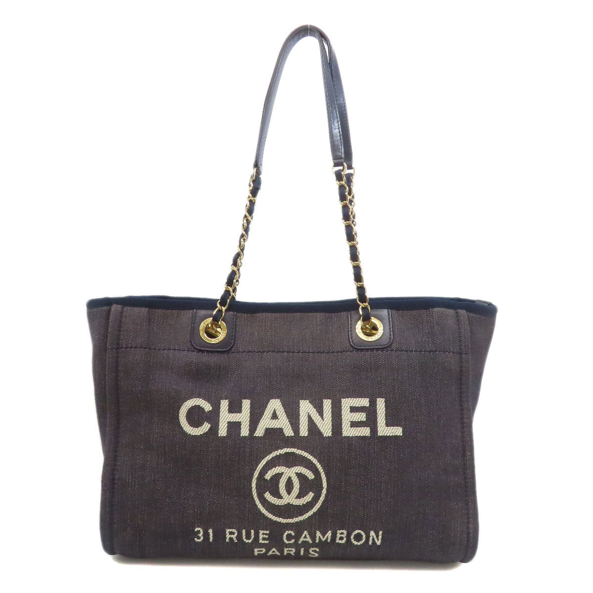 CHANEL Deauville GoldHardware Tote Bag Denim Ladies [Used]