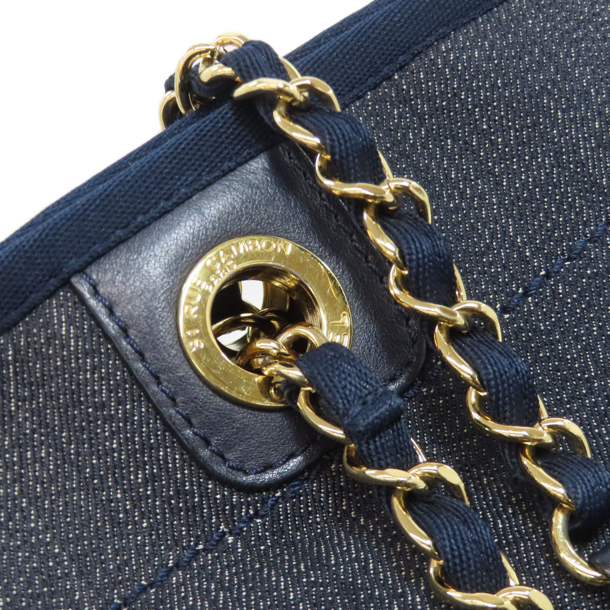 CHANEL Deauville GoldHardware Tote Bag Denim Ladies [Used]