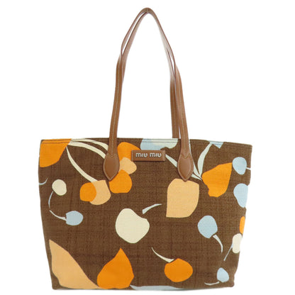 MIUMIU logo Tote Bag Canvas Ladies [Used]