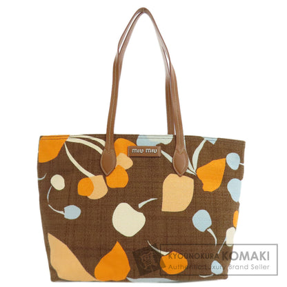 MIUMIU logo Tote Bag Canvas Ladies [Used]