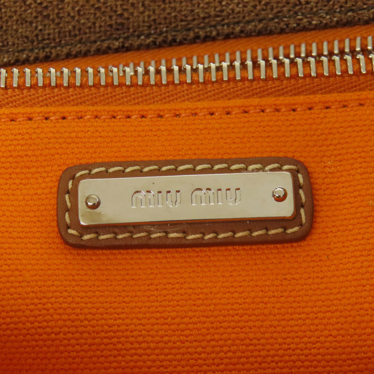 MIUMIU logo Tote Bag Canvas Ladies [Used]