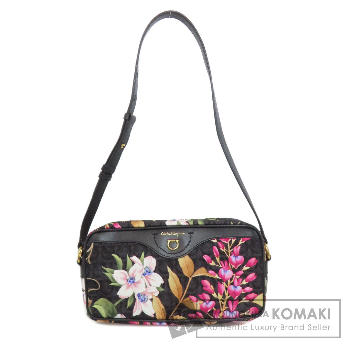 Salvatore Ferragamo Mini Shoulder Flower Gancini Hardware Shoulder Bag Nylon Ladies [Used]