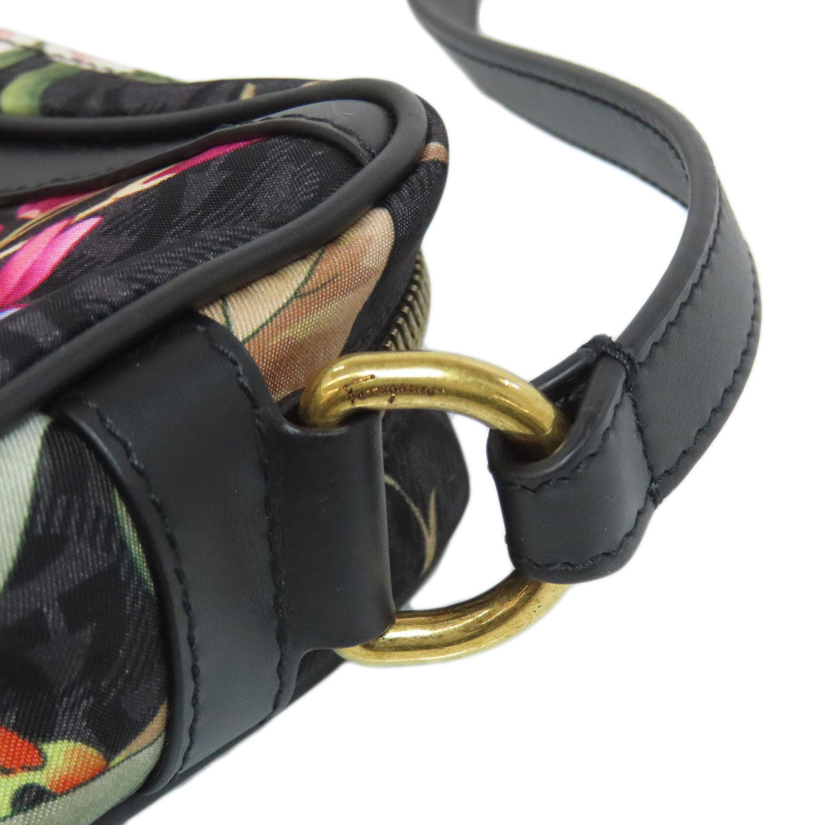 Salvatore Ferragamo Mini Shoulder Flower Gancini Hardware Shoulder Bag Nylon Ladies [Used]