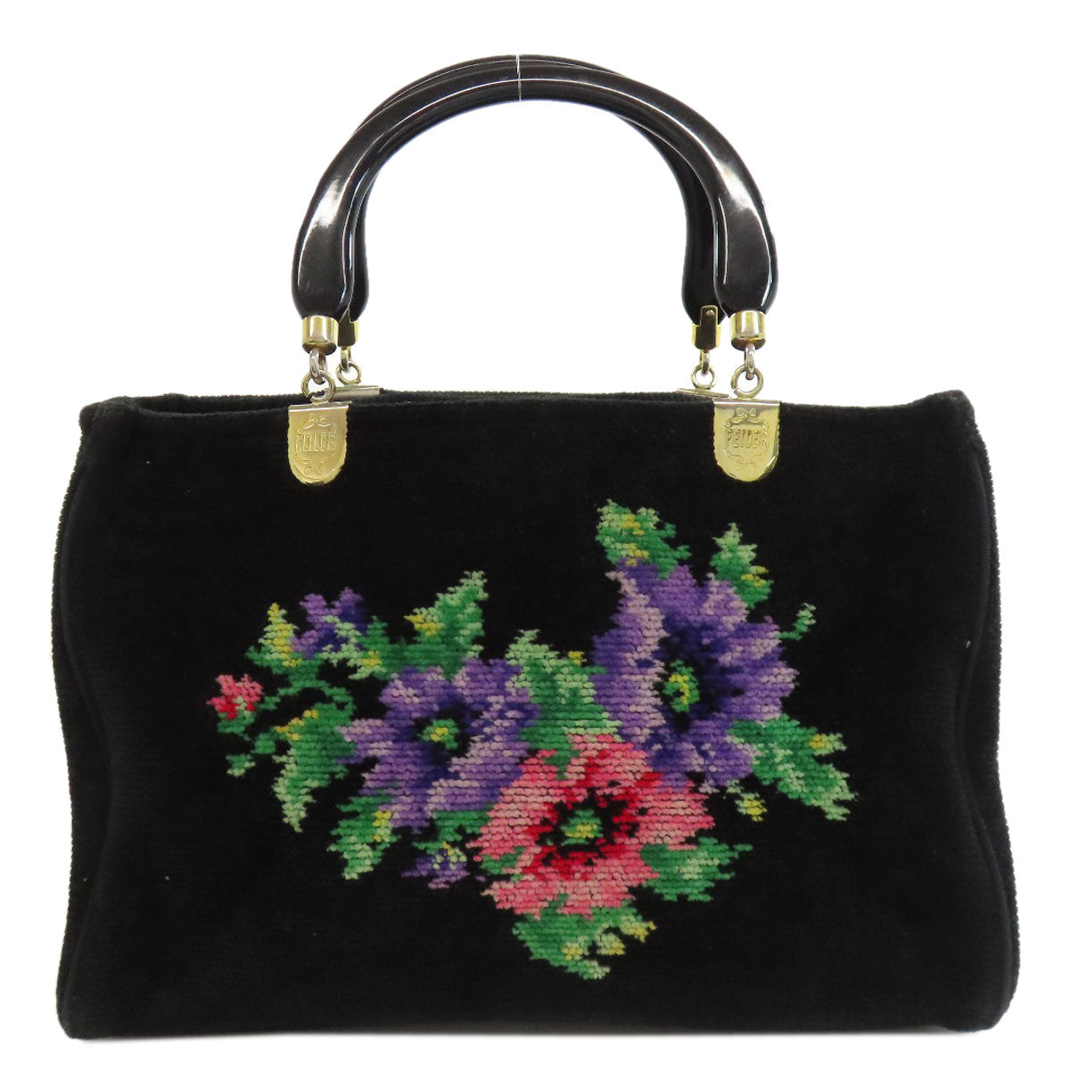 FEILER Flower motif Handbag pile Ladies [Used]