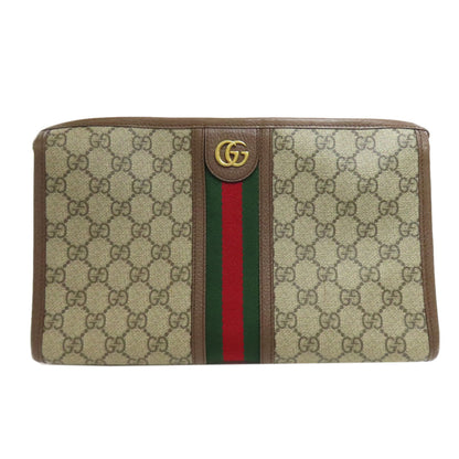 GUCCI 598234 Off-White Medium Pouch in GG Supreme Clutch bag PVC Ladies [Used]