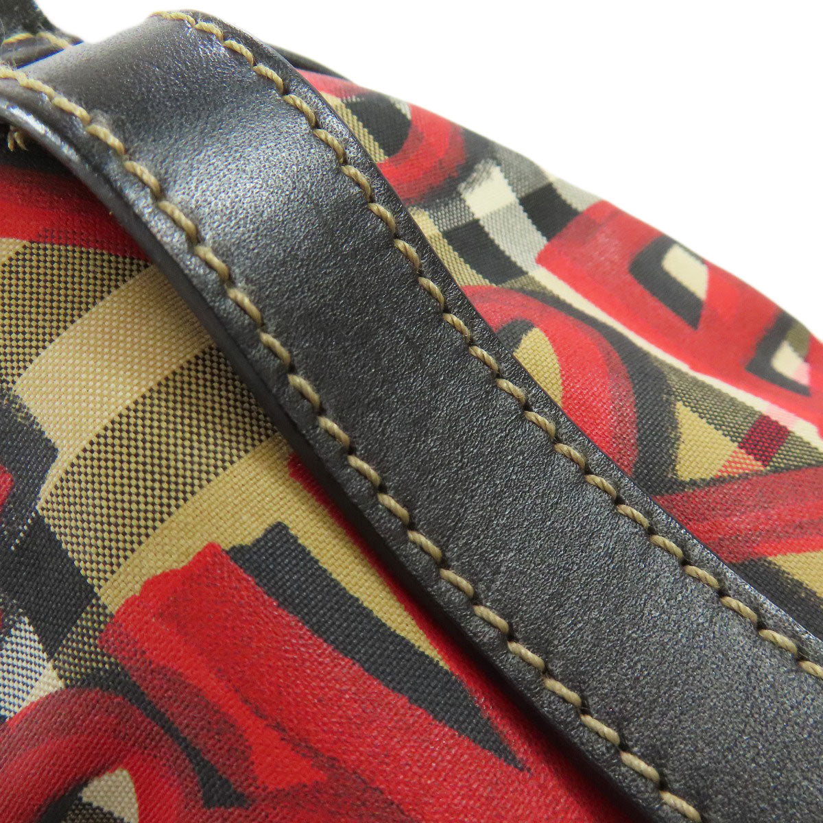 BURBERRY Nova Check Graffiti Print Shoulder Bag Nylon Ladies [Used]