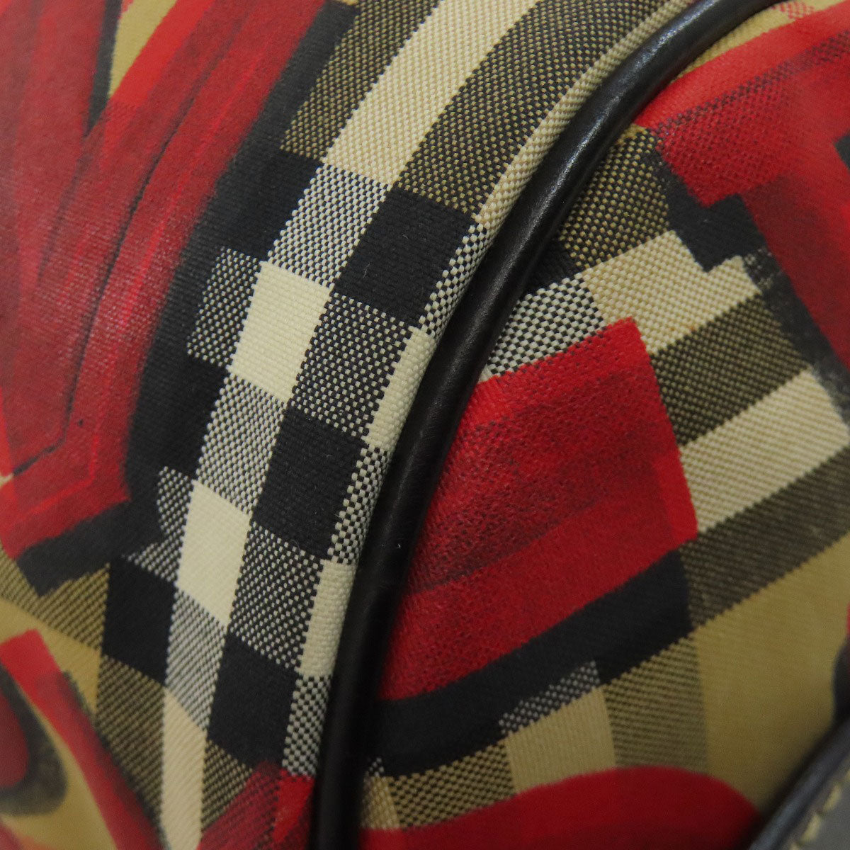 BURBERRY Nova Check Graffiti Print Shoulder Bag Nylon Ladies [Used