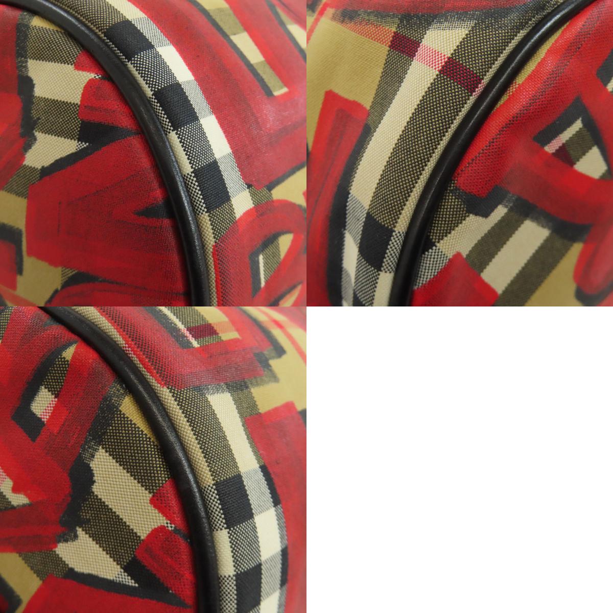 BURBERRY Nova Check Graffiti Print Shoulder Bag Nylon Ladies [Used]