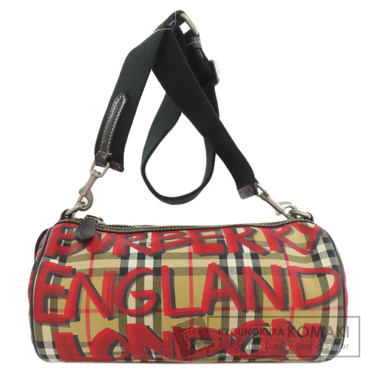 BURBERRY Nova Check Graffiti Print Shoulder Bag Nylon Ladies [Used]