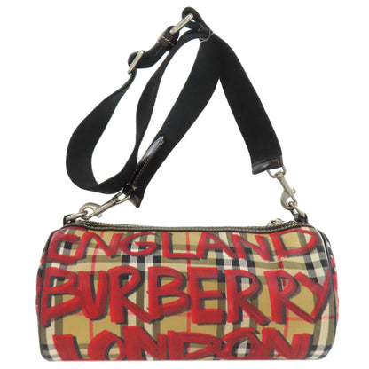 BURBERRY Nova Check Graffiti Print Shoulder Bag Nylon Ladies [Used]