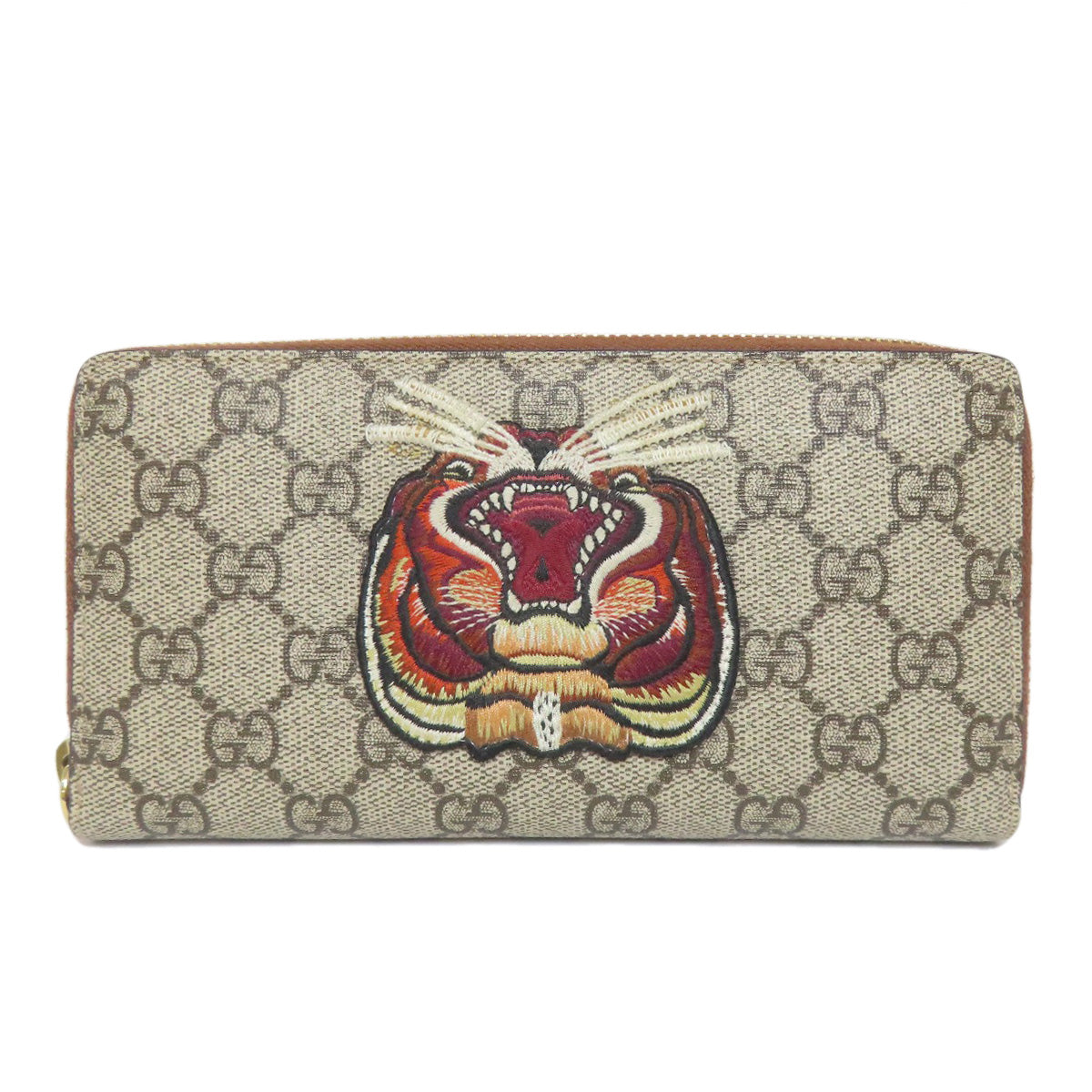 GUCCI 456863 Tiger GG Supreme Long wallet (with coin pocket) PVC Ladies [Used]