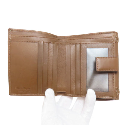 Salvatore Ferragamo ribbon Bifold Wallet with Coin Pocket Leather Ladies [Used]
