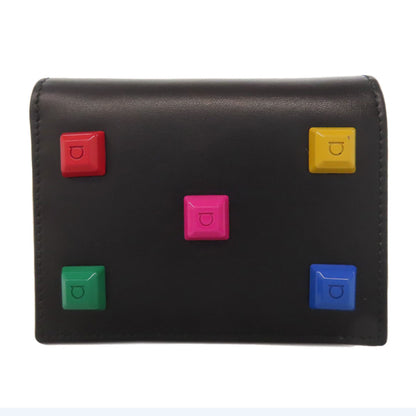 Salvatore Ferragamo Gancini motif studs Bifold Wallet with Coin Pocket Leather Ladies [Used]