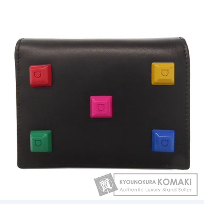 Salvatore Ferragamo Gancini motif studs Bifold Wallet with Coin Pocket Leather Ladies [Used]