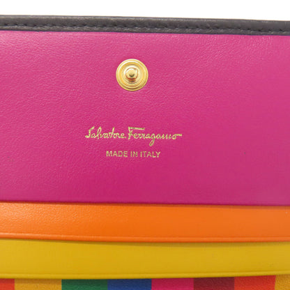 Salvatore Ferragamo Gancini motif studs Bifold Wallet with Coin Pocket Leather Ladies [Used]