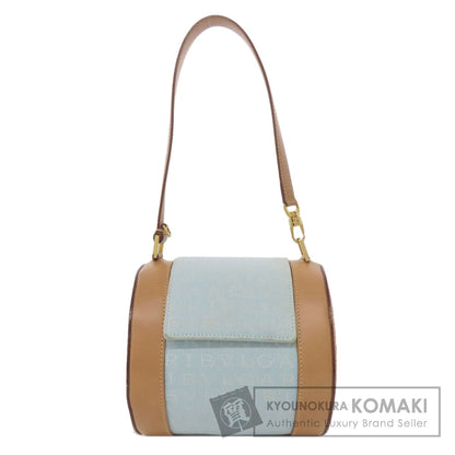 BVLGARI Drum Bag Logomania Handbag Canvas LeatherLadies [Used]