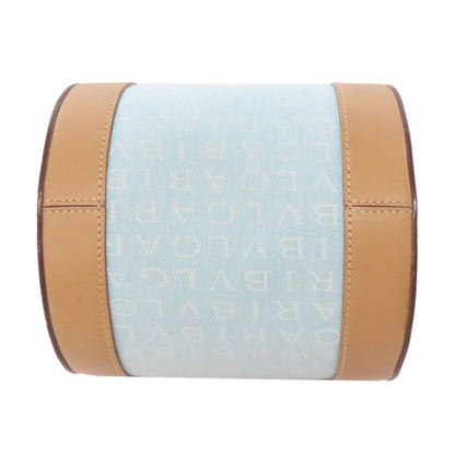 BVLGARI Drum Bag Logomania Handbag Canvas LeatherLadies [Used]