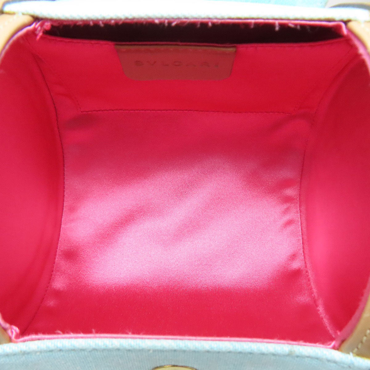 BVLGARI Drum Bag Logomania Handbag Canvas LeatherLadies [Used]