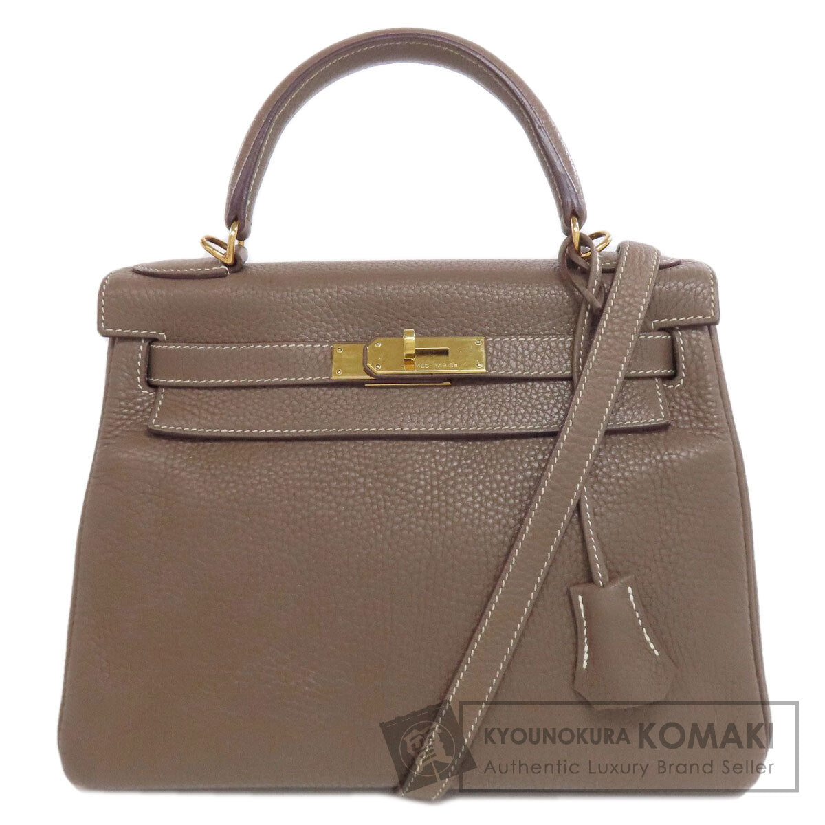 HERMES Kelly 28, Inner Stitch, Etoupe, Gold Hardware Handbag Taurillon Clemence Ladies [Used]
