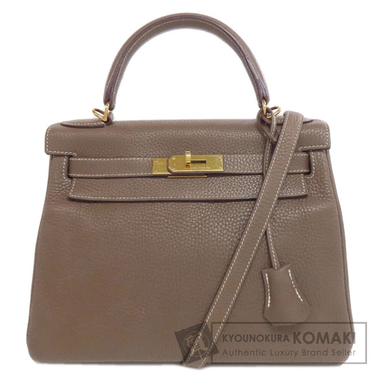 HERMES Kelly 28, Inner Stitch, Etoupe, Gold Hardware Handbag Taurillon Clemence Ladies [Used]