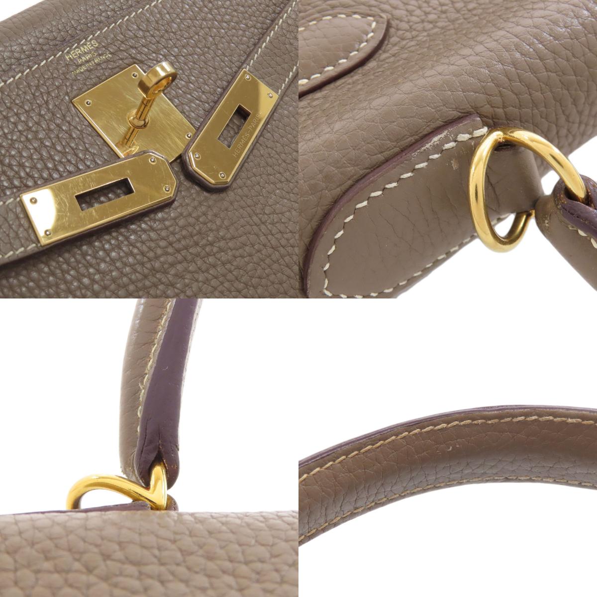 HERMES Kelly 28, Inner Stitch, Etoupe, Gold Hardware Handbag Taurillon Clemence Ladies [Used]