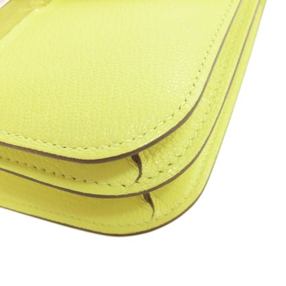 HERMES Constance Jaune Bourgeon 3 Mini SilverHardware Shoulder Bag Chevre Ladies [Used]