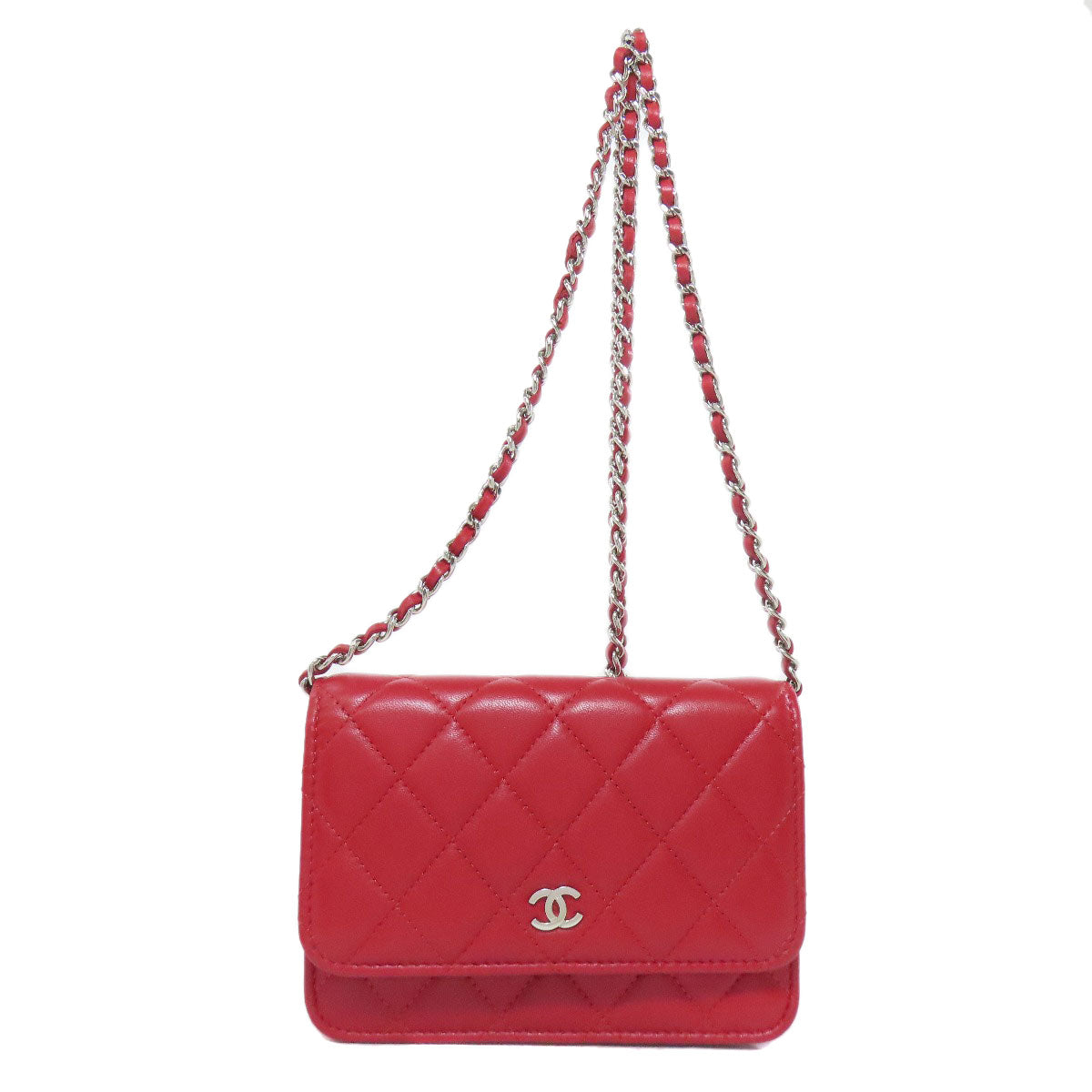 CHANEL ChainShoulder Matelasse SilverHardware Bifold Wallet with Coin Pocket Lambskin Ladies [Used]