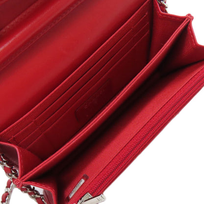 CHANEL ChainShoulder Matelasse SilverHardware Bifold Wallet with Coin Pocket Lambskin Ladies [Used]