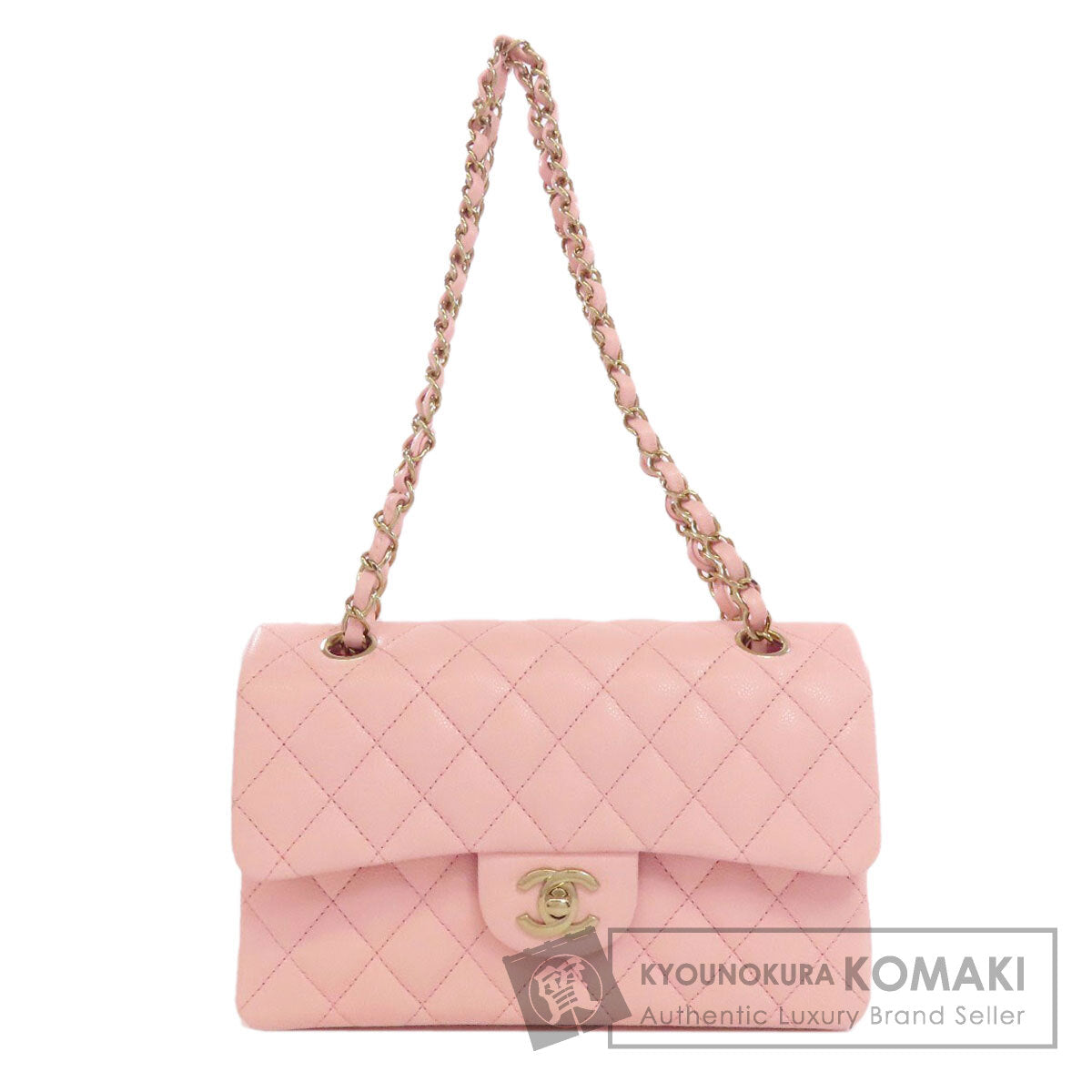 CHANEL Matelasse Double Flap Gold Hardware Shoulder Bag Grained Calfskin Skin Ladies [Used]