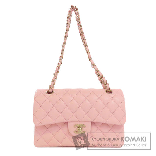 CHANEL Matelasse Double Flap Gold Hardware Shoulder Bag Grained Calfskin Skin Ladies [Used]