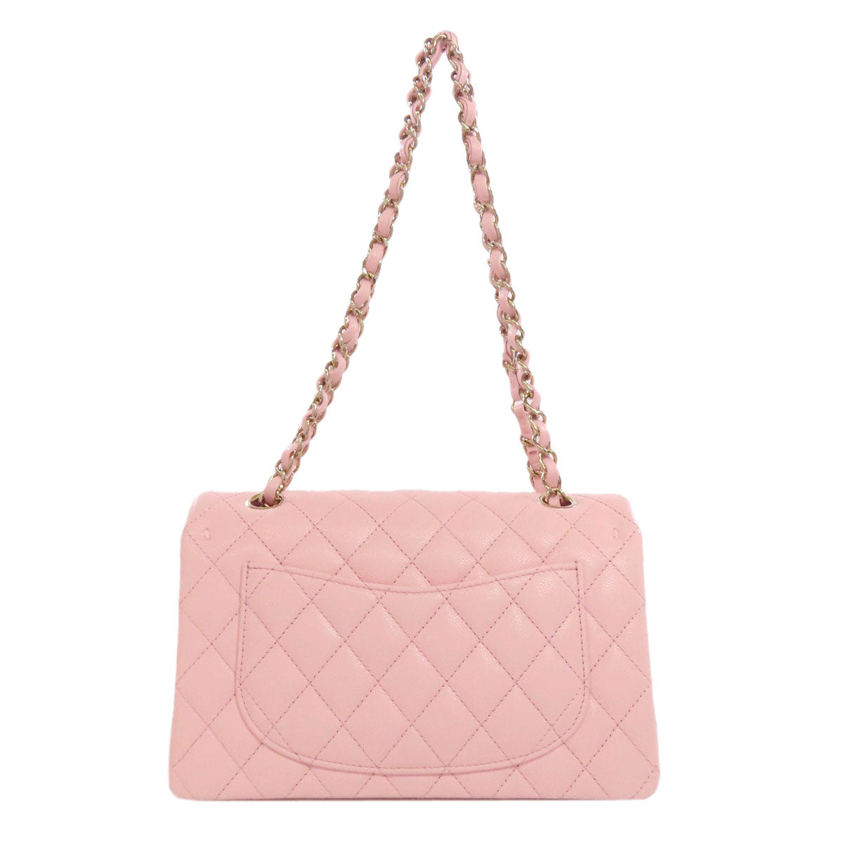 CHANEL Matelasse Double Flap Gold Hardware Shoulder Bag Grained Calfskin Skin Ladies [Used]