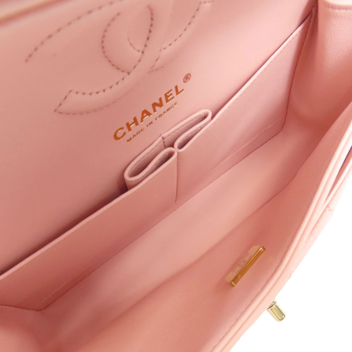 CHANEL Matelasse Double Flap Gold Hardware Shoulder Bag Grained Calfskin Skin Ladies [Used]