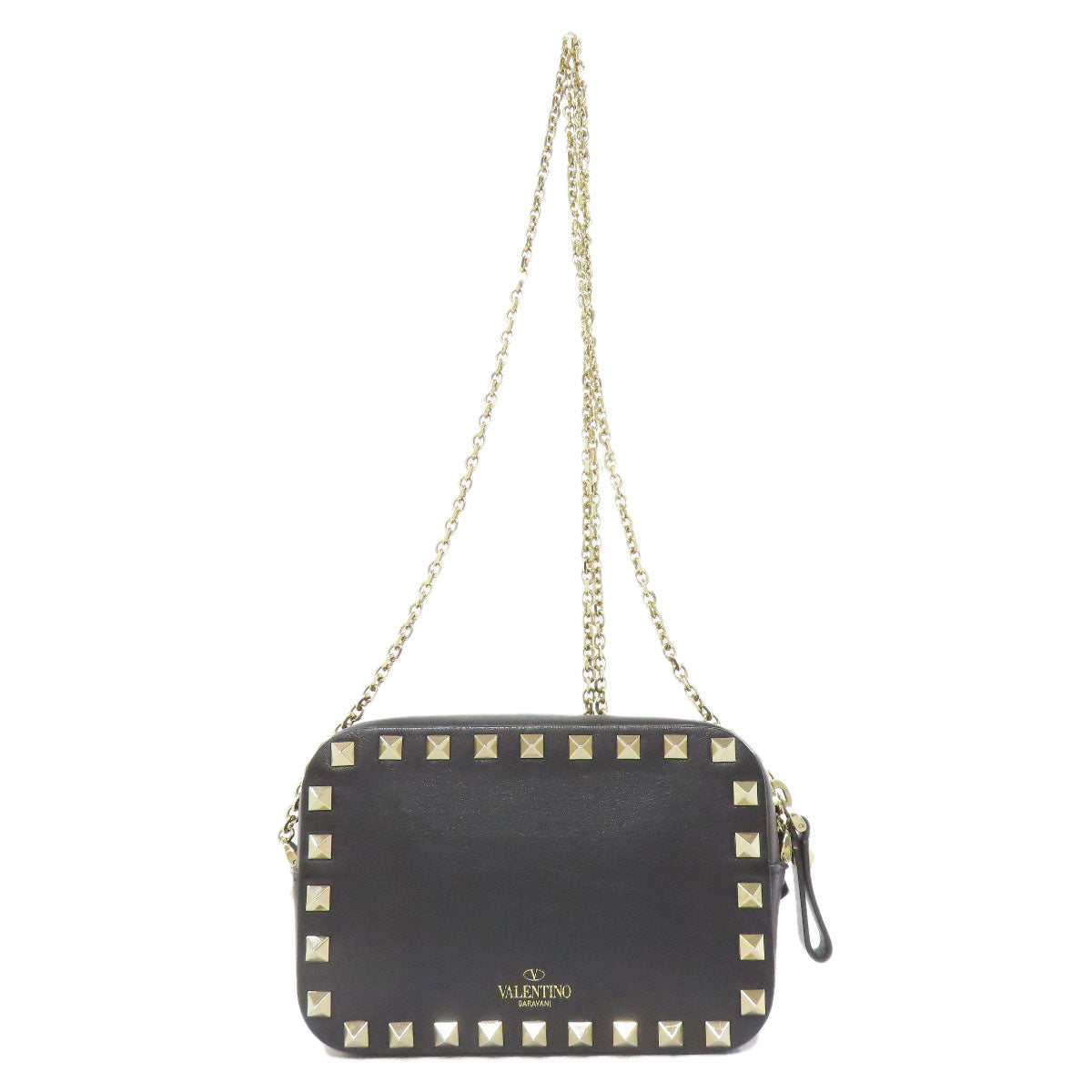 VALENTINO Studs ChainShoulder Shoulder Bag Leather Ladies [Used]