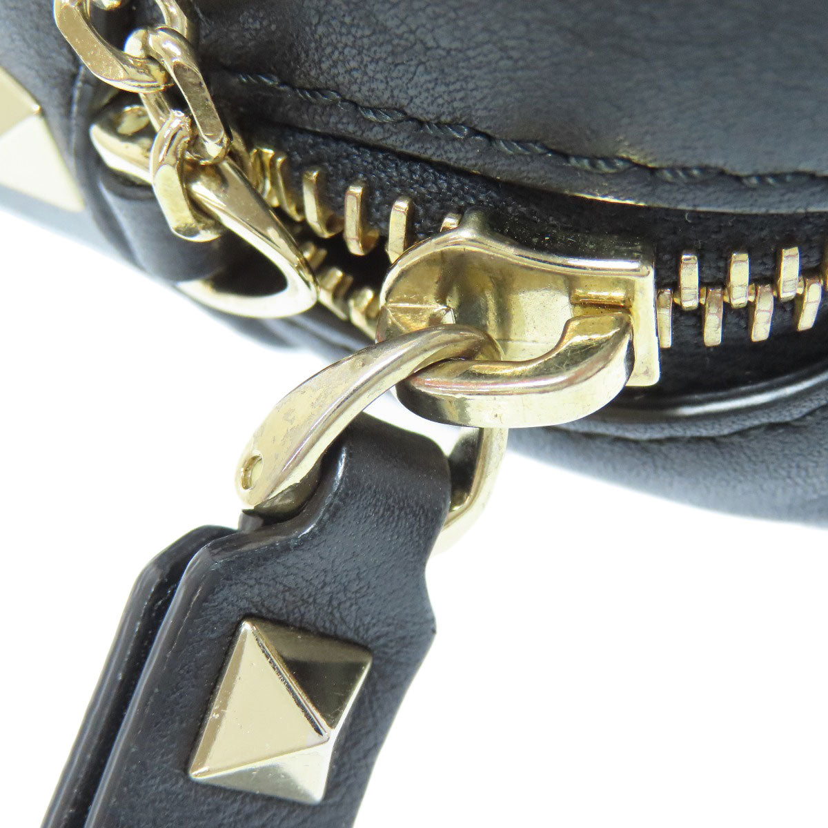 VALENTINO Studs ChainShoulder Shoulder Bag Leather Ladies [Used]