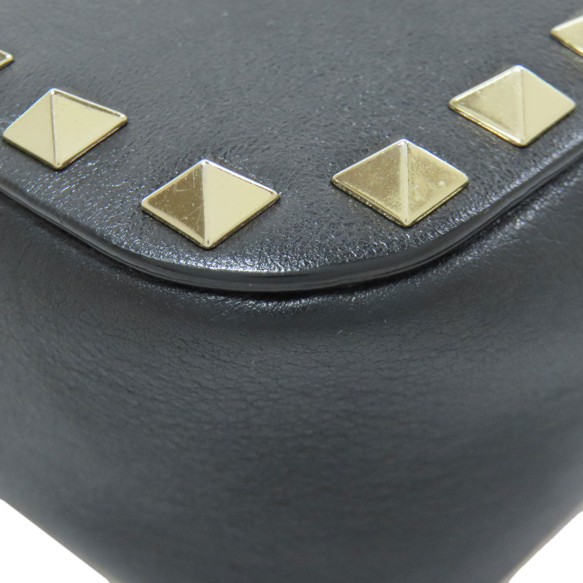 VALENTINO Studs ChainShoulder Shoulder Bag Leather Ladies [Used]