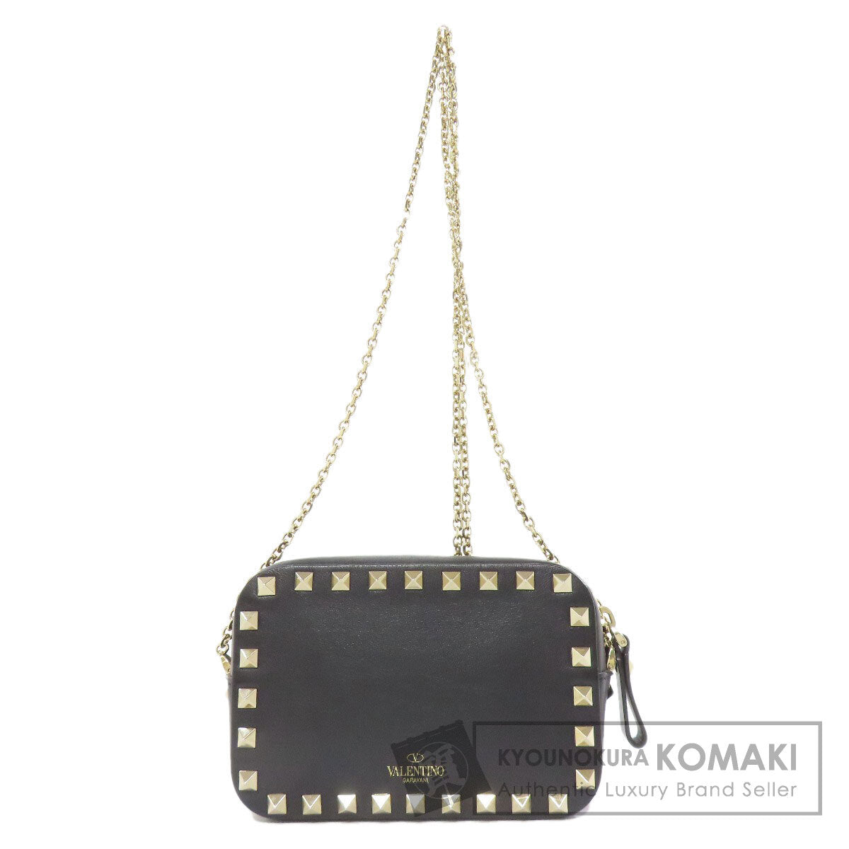 VALENTINO Studs ChainShoulder Shoulder Bag Leather Ladies [Used]