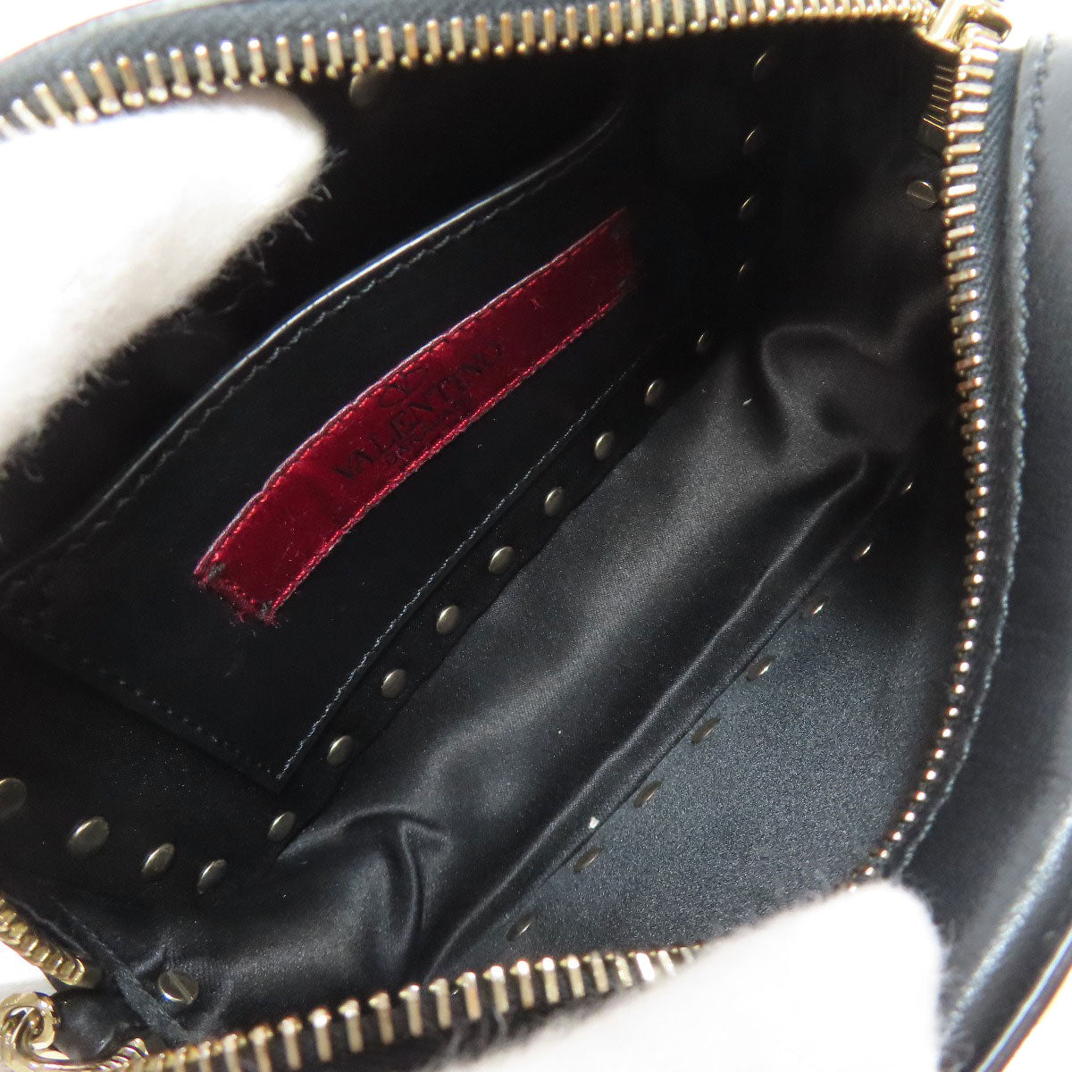 VALENTINO Studs ChainShoulder Shoulder Bag Leather Ladies [Used]