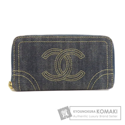 CHANEL COCO Mark Stitch GoldHardware coin purse Denim Ladies [Used]