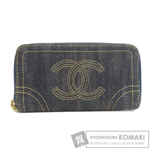 CHANEL COCO Mark Stitch GoldHardware coin purse Denim Ladies [Used]