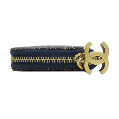 CHANEL COCO Mark Stitch GoldHardware coin purse Denim Ladies [Used]