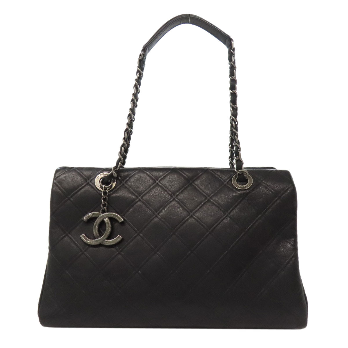 CHANEL ChainShoulder COCO Mark SilverHardware Handbag Calf Ladies [Used]