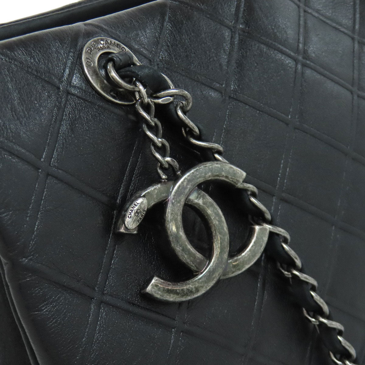 CHANEL ChainShoulder COCO Mark SilverHardware Handbag Calf Ladies [Used]