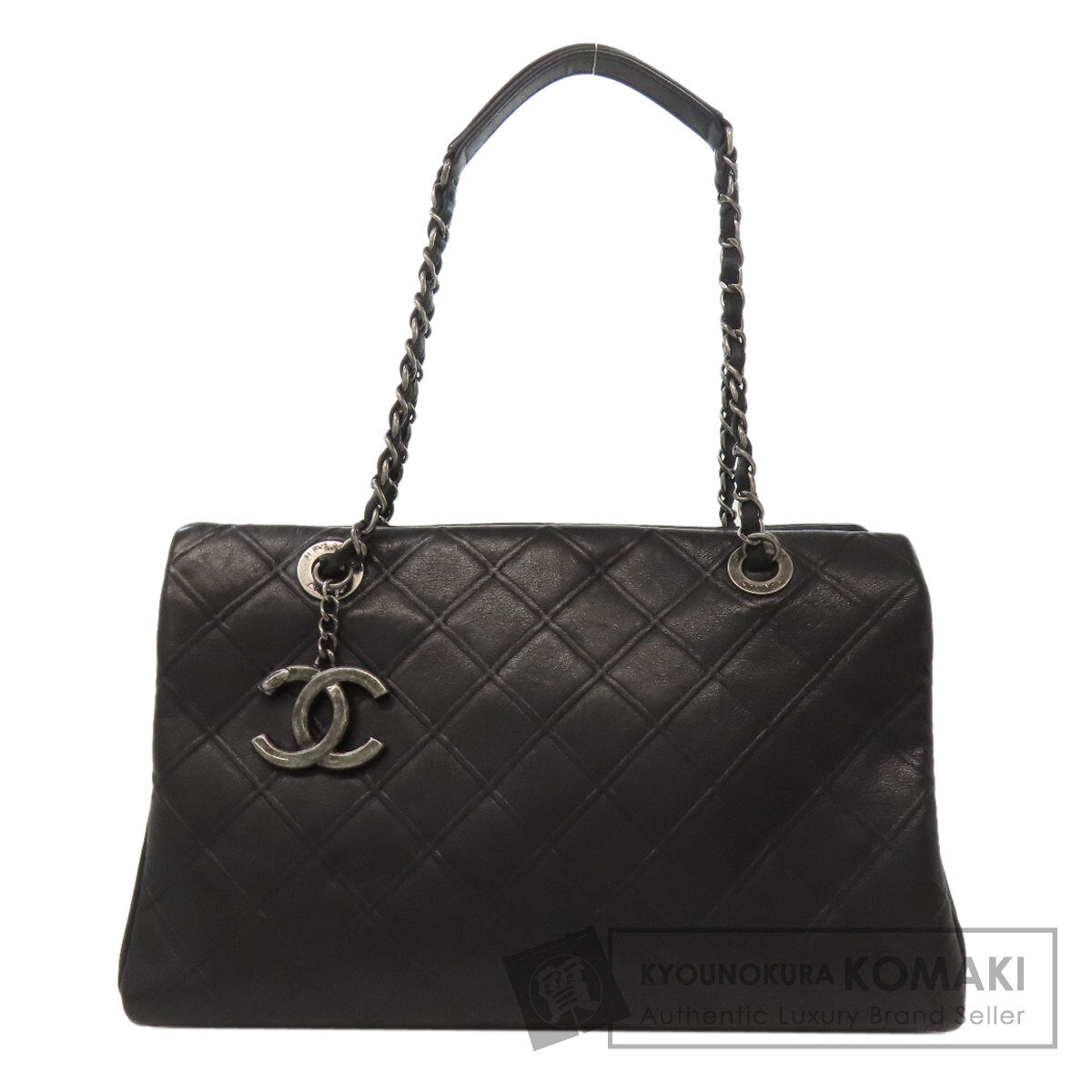 CHANEL ChainShoulder COCO Mark SilverHardware Handbag Calf Ladies [Used]